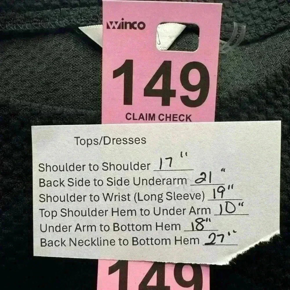 Kaktus Women’s Large Black Textured 3/4 Roll Tab Sleeve Front Pocket Hobo Tunic - Picture 14 of 15